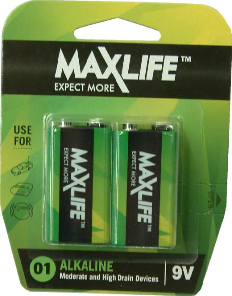 Max-Life Batteries Alkaline - 9V 2-Pack