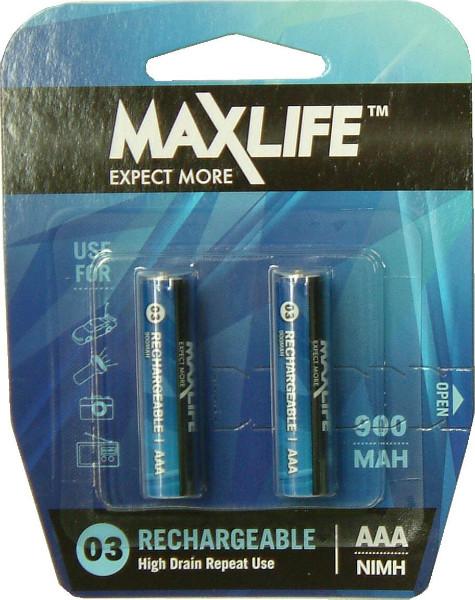 Max-Life Batteries Rechargeable NIMH - AAA 2-Pack