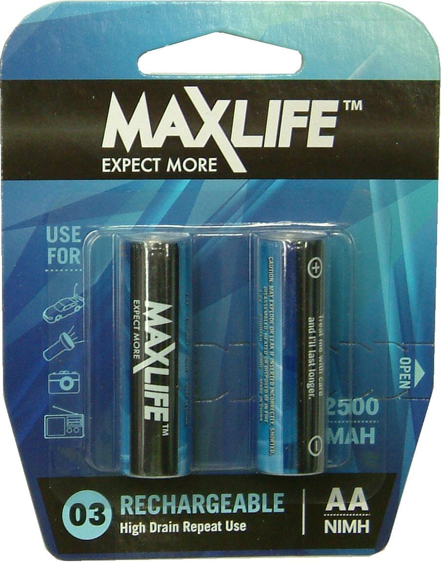 Max-Life Batteries Rechargeable NIMH - AA 2-Pack