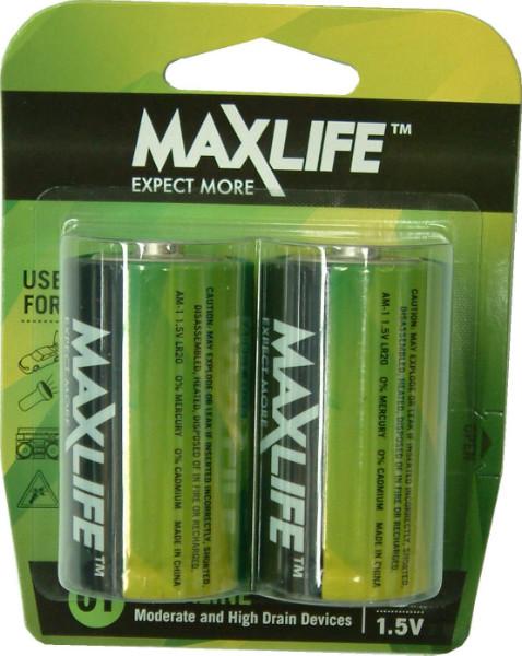 Max-Life Batteries Alkaline - D 2-Pack