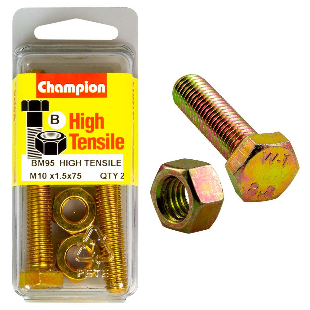 Champion M10 X 75 Bolt & Nut B - Gr8.8