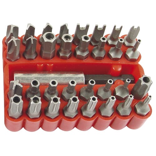 Worldwide Screwdriver Bit Set 33pc Tamper Proof Torx , Hex, Tri, Snake Eye, Torq-Set