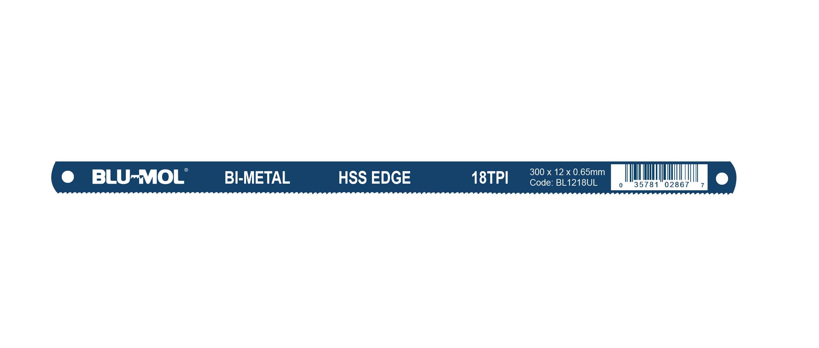 Blu-Mol Hacksaw Blade Bi-Metal 12 X 18Tpi Single Pack