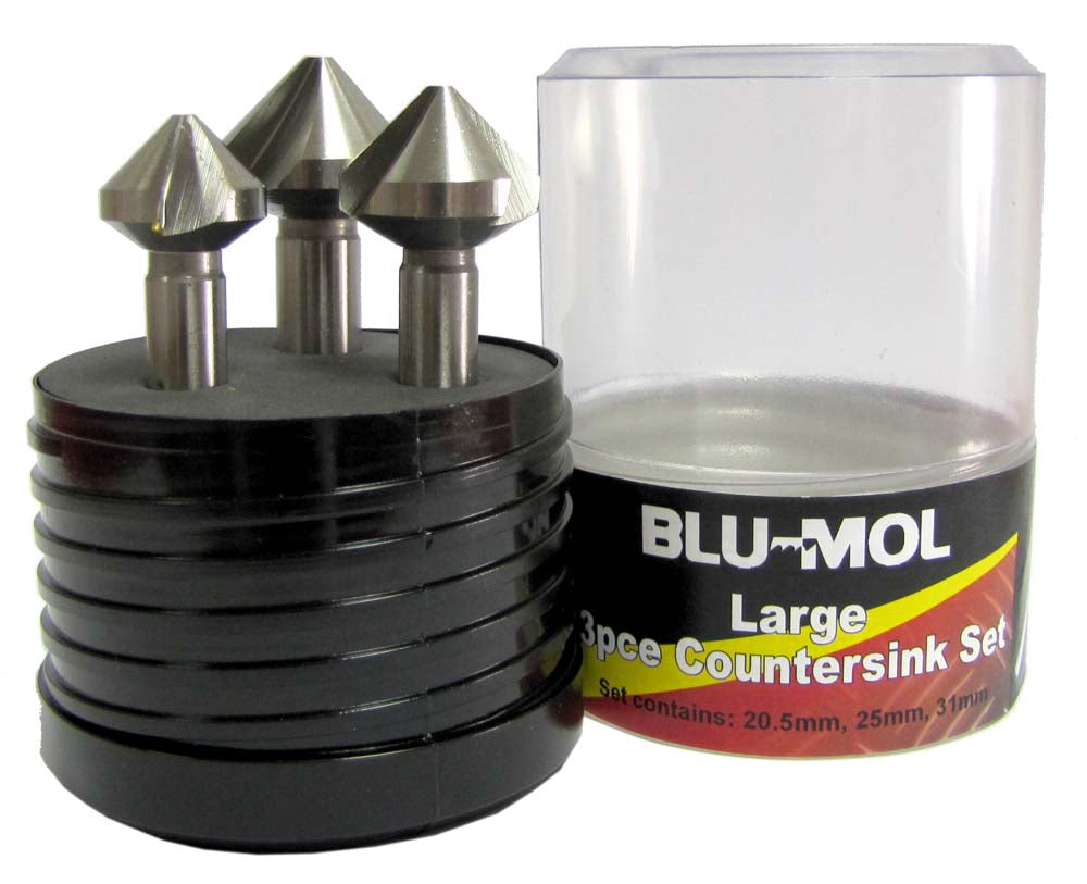 Blu-Mol 3Pce Countersink Set 90Deg 20.5, 25 ,31mm