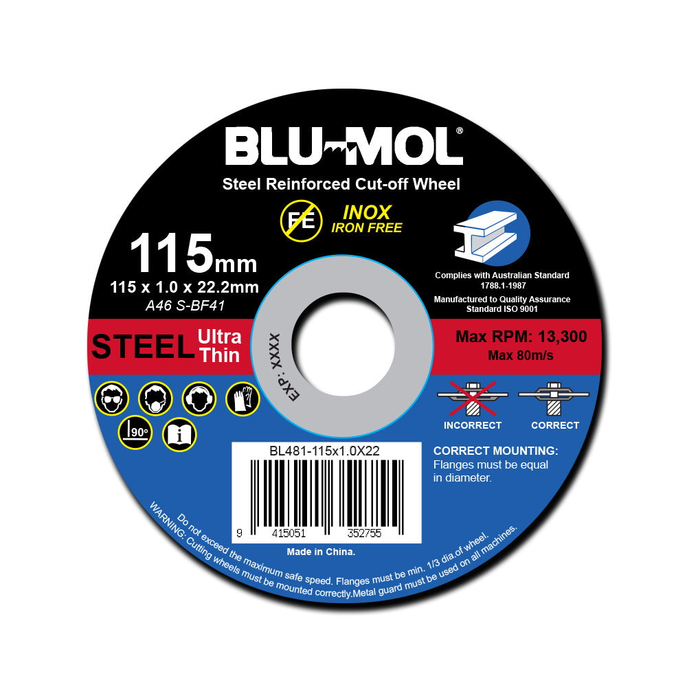 Blu-Mol Metal Cut-Off Wheel 115 X 1.0 X 22mm