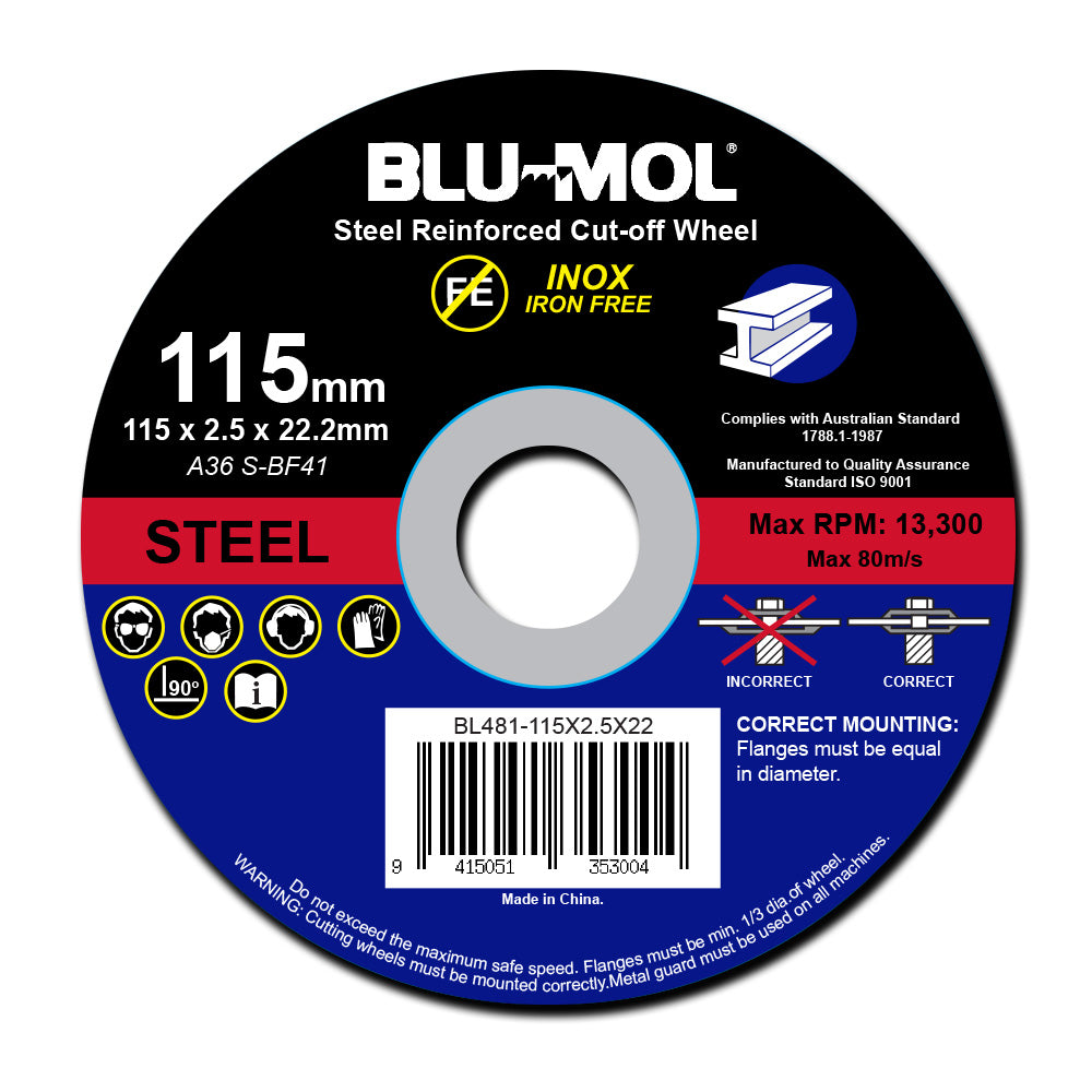 Blu-Mol Metal Cut-Off Wheel 115 X 2.5 X 22mm