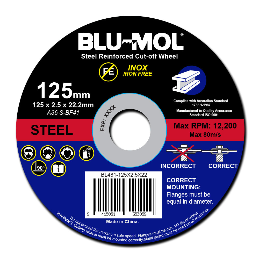 Blu-Mol Metal Cut-Off Wheel 125 X 2.5 X 22mm