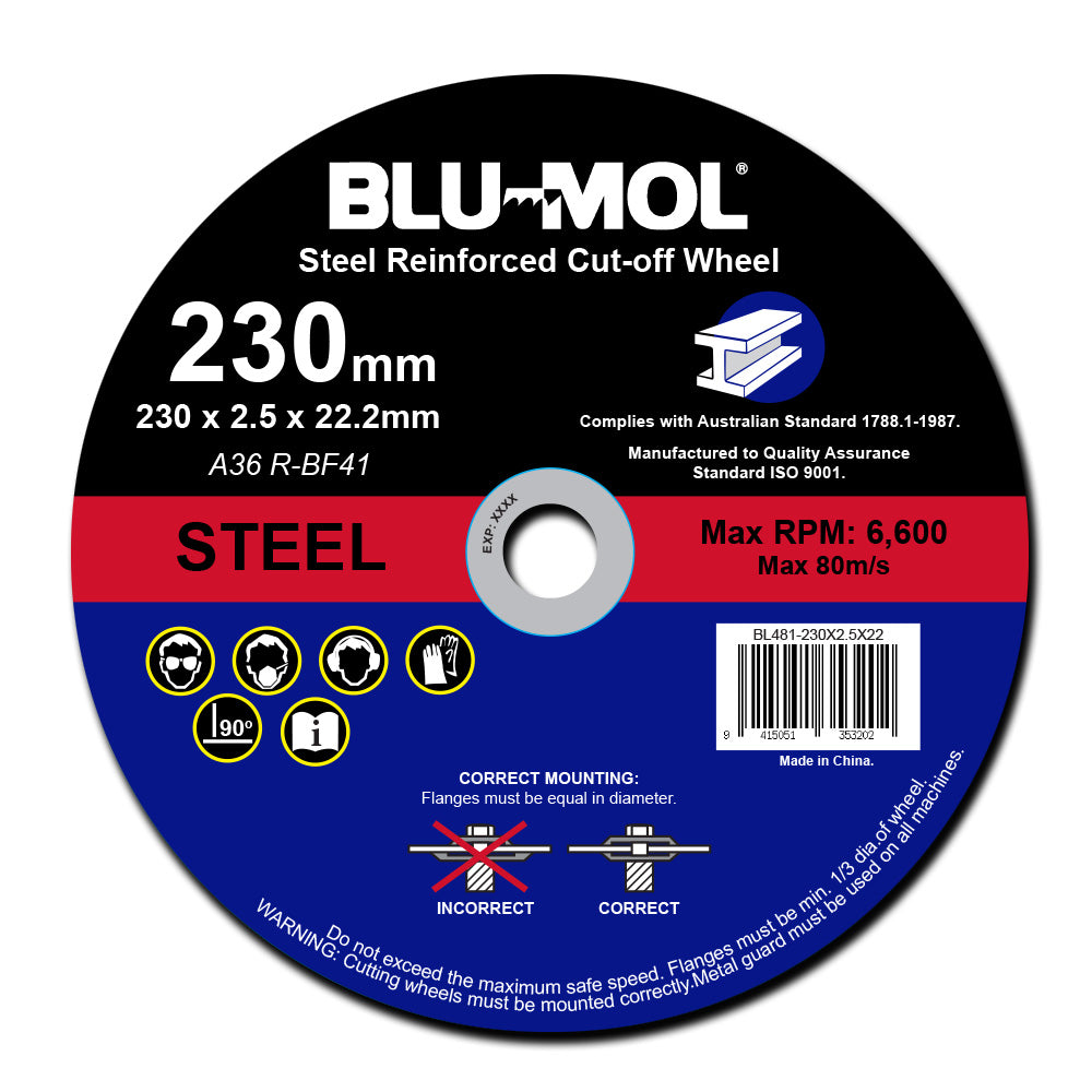 Blu-Mol Metal Cut-Off Wheel 230 X 2.5 X 22mm