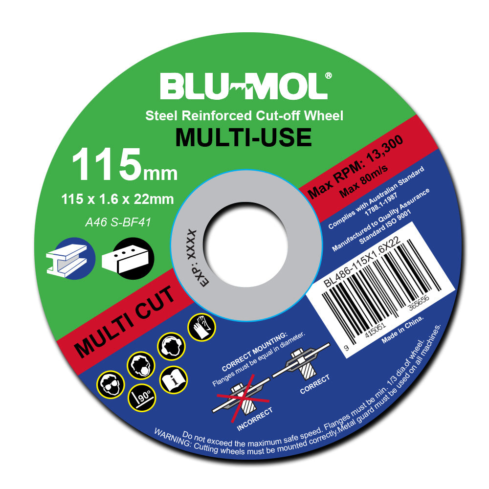 Blu-Mol Metal & Masonry Cut-Off Wheel 115 X 1.6 X 22mm