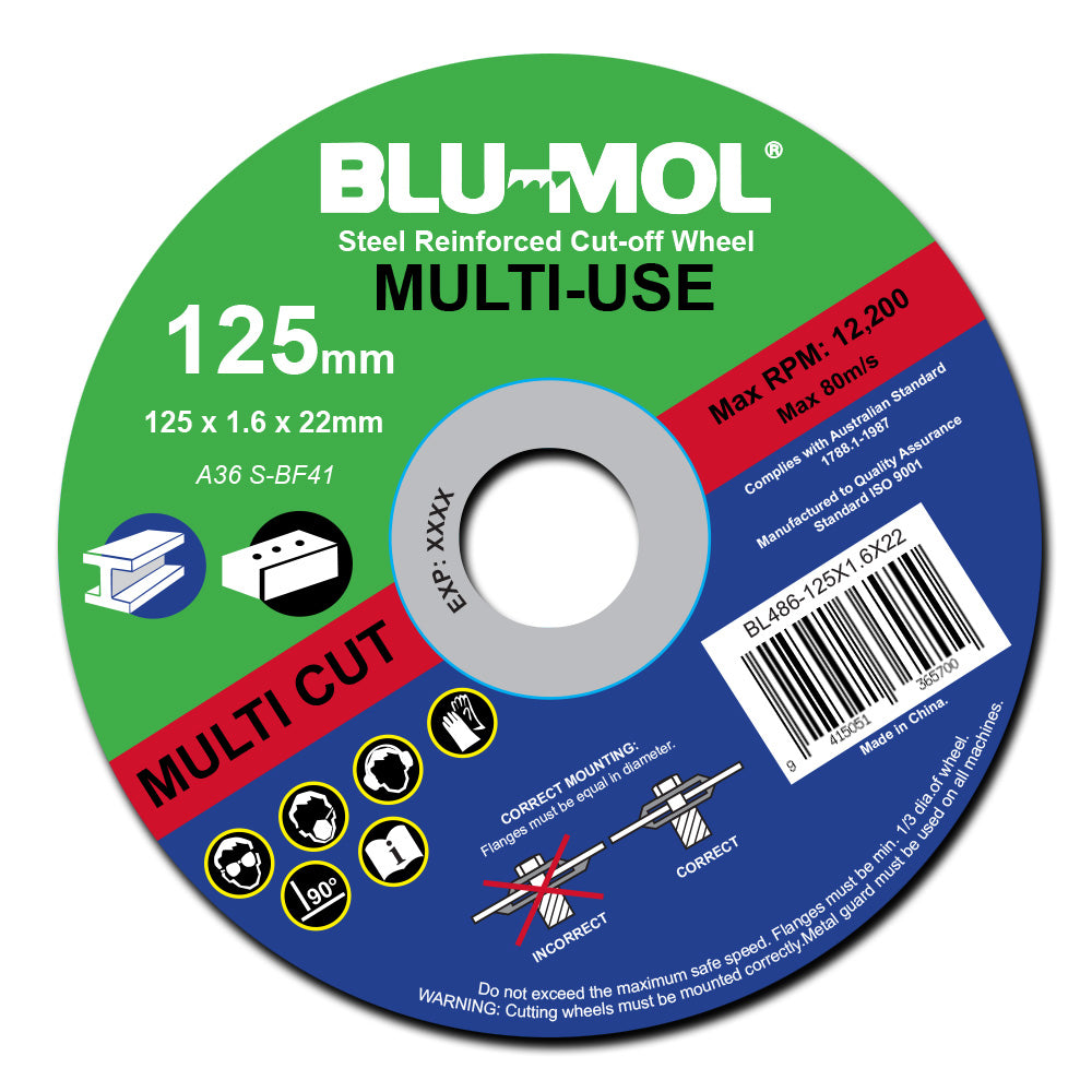 Blu-Mol Metal & Masonry Cut-Off Wheel 125 X 1.6 X 22mm