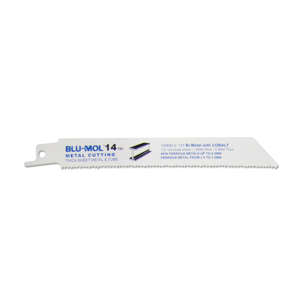 Blu-Mol Recip Blade 6 X 14Tpi Metal Cut 150mm Single Blade