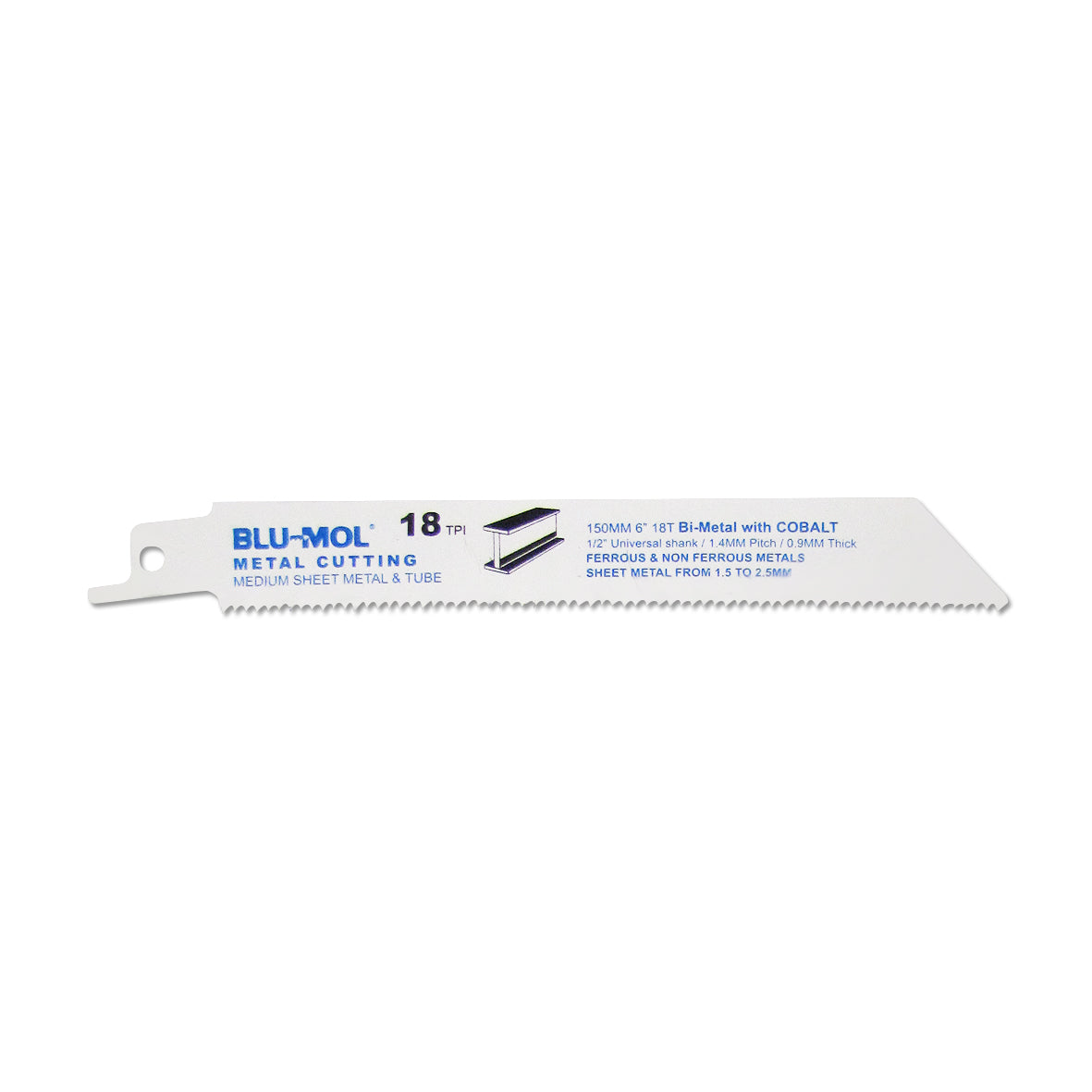 Blu-Mol Recip Blade 6 X 18Tpi Metal Cut Single Blade