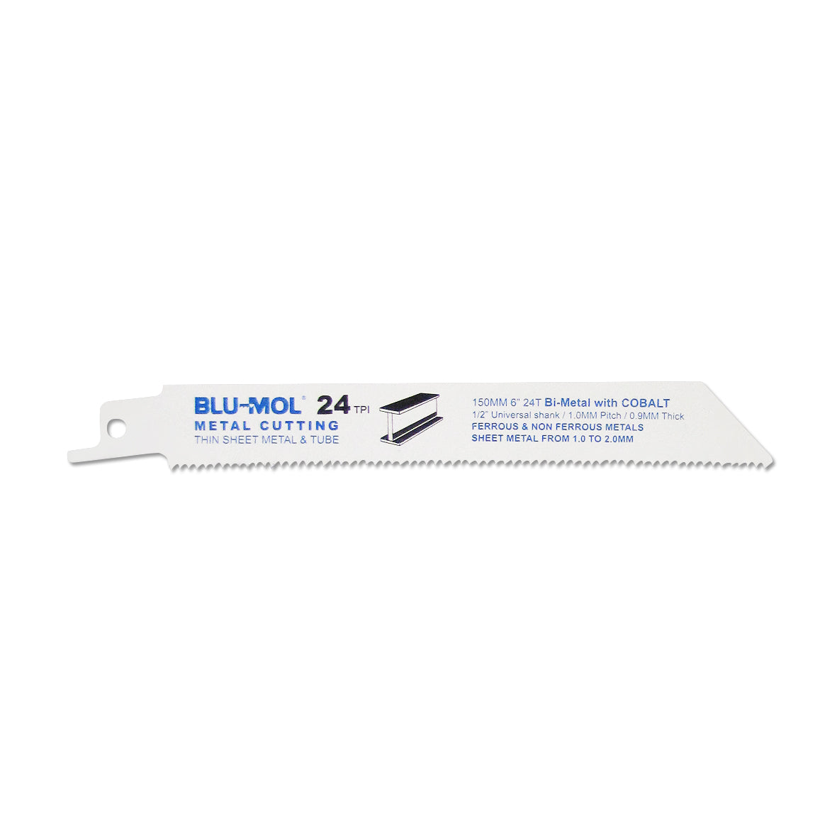 Blu-Mol Recip Blade 6 X 24Tpi Metal Cut Single Blade