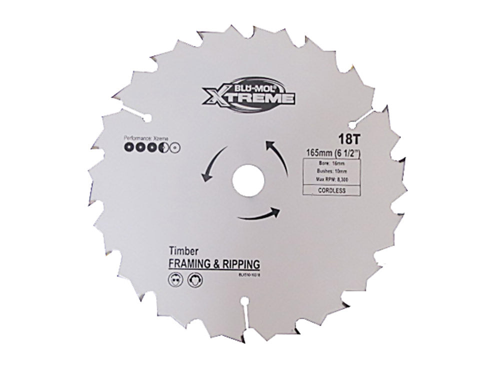 Blu-Mol Xtreme Circular Saw Blade 165mm X 18T