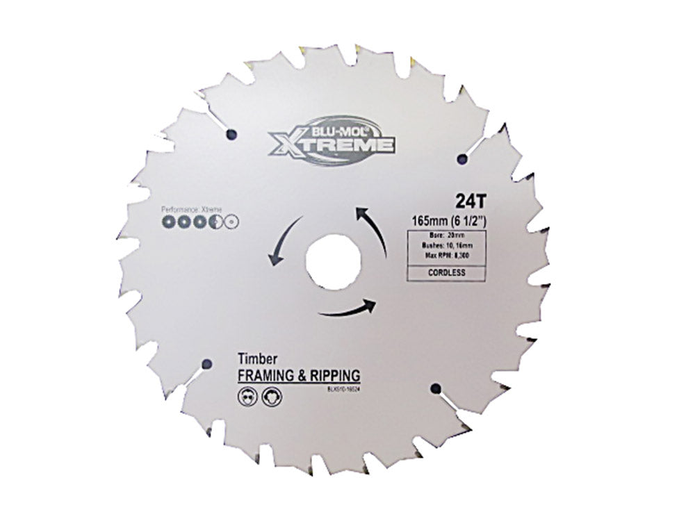 Blu-Mol Xtreme Circular Saw Blade 165mm X 24T