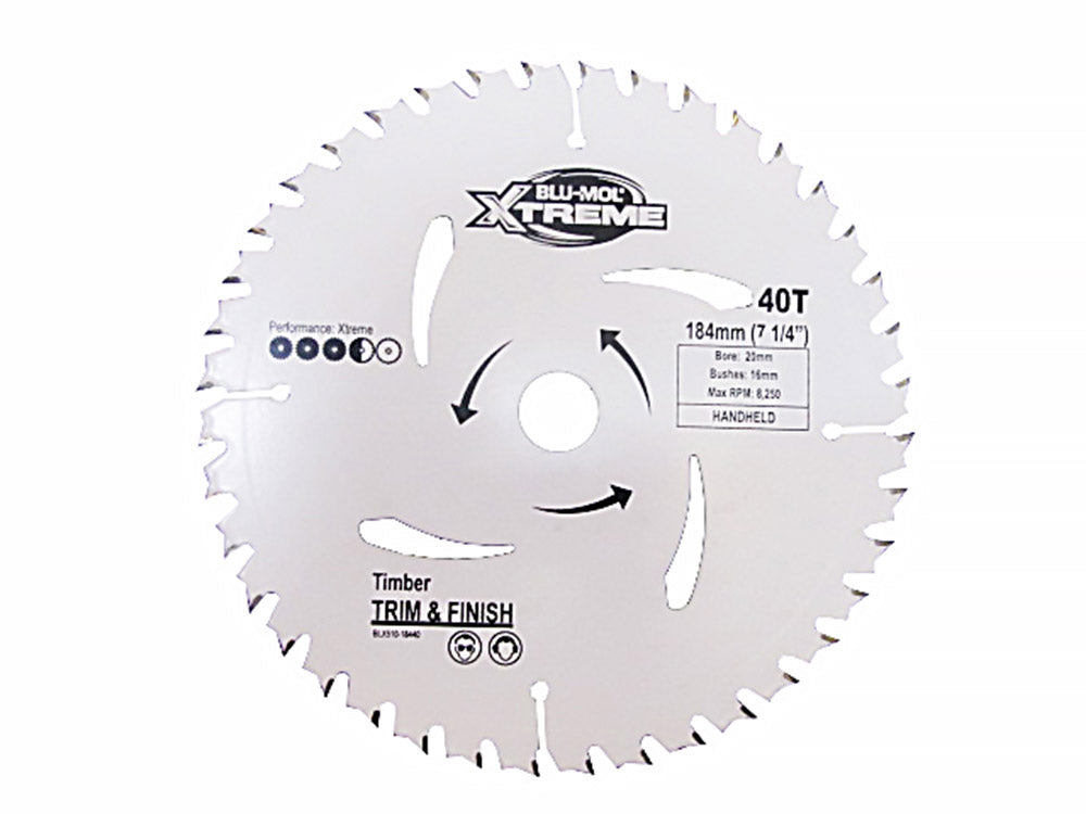 Saw Blade - Blu-Mol Xtreme Circular Saw Blade 184mm X 40T