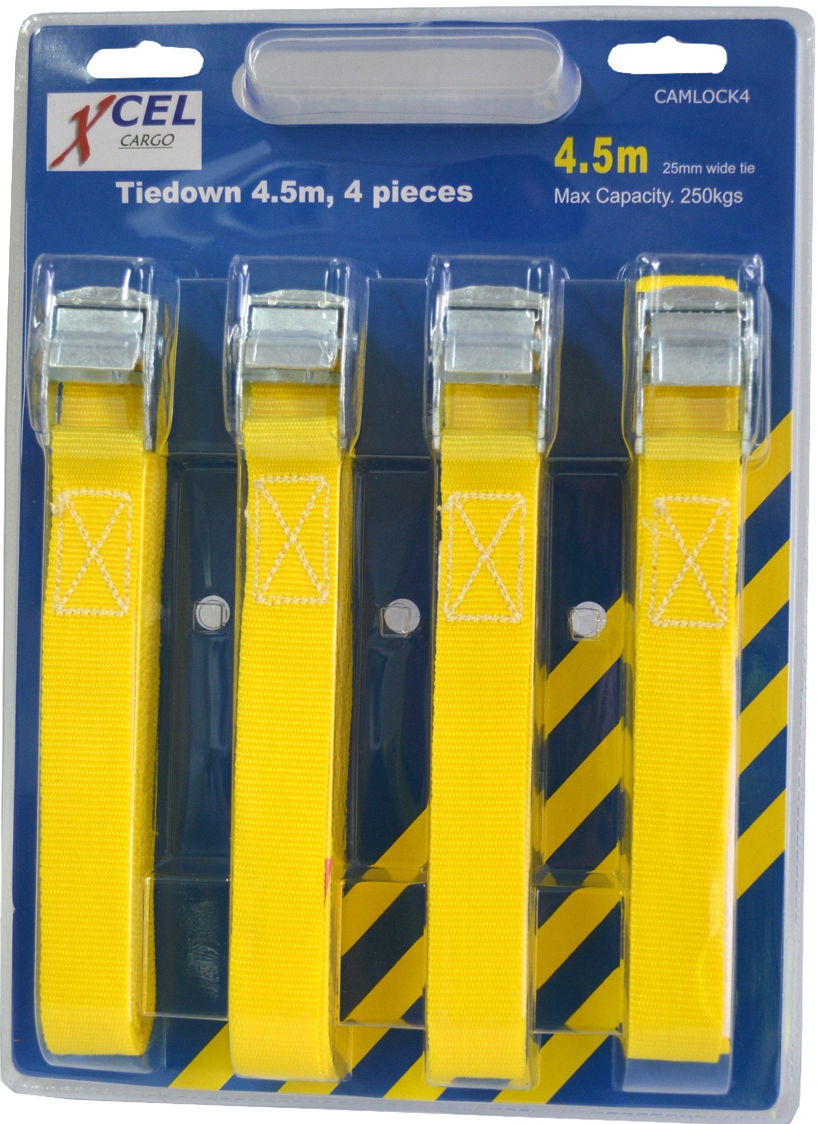 Xcel Camlock Tiedown Set 4-pce 4.5m x 25mm