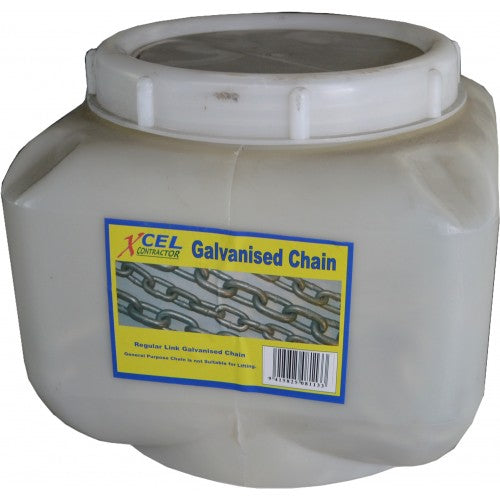 Xcel Galvanised Chain 25kg Polypail = 80m 4mm