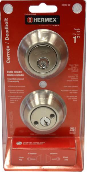 Truper Deadbolt - Double Cylinder Satin Chrome