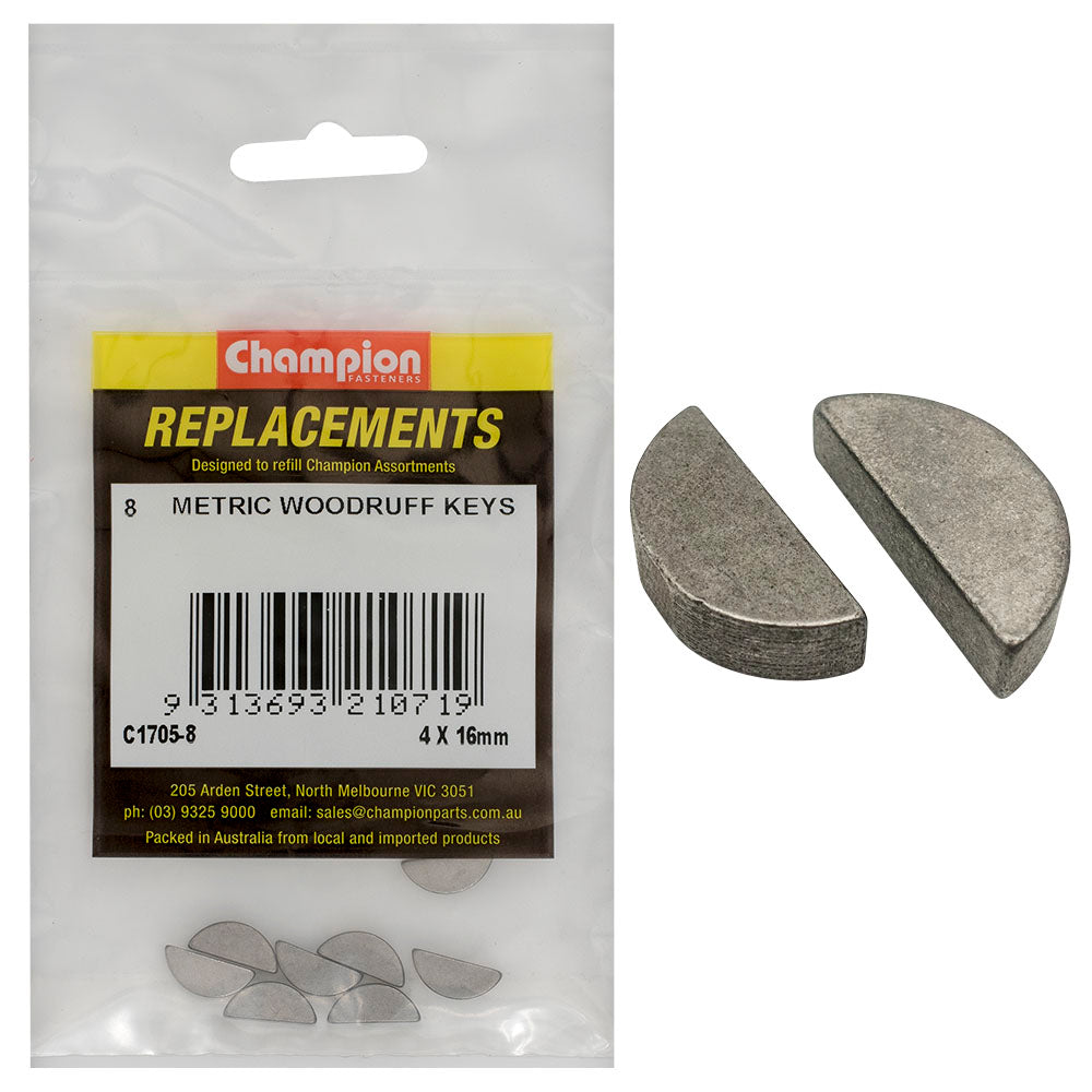 Champion 4 X 16mm Metric Woodruff Keys -8Pk