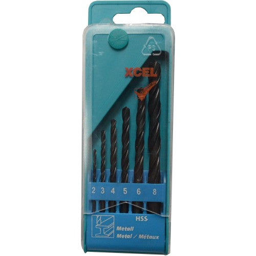 Xcel Drill Set HSS Black 2-8mm 6-pce