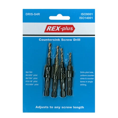 Rex-Plus Countersink Screw Drill Type 4pc