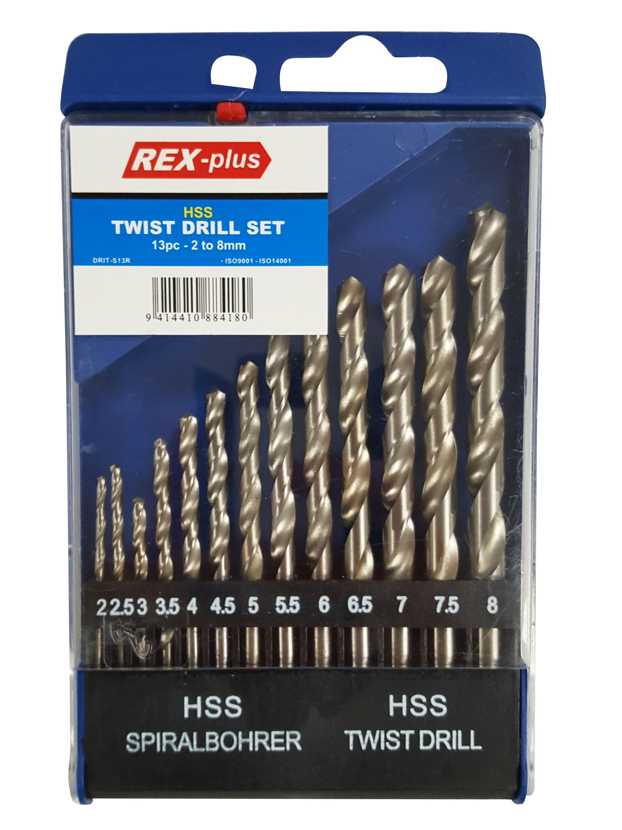 Rex-Plus HSS4241 Twist Drill Set 2 - 8mm 13pc