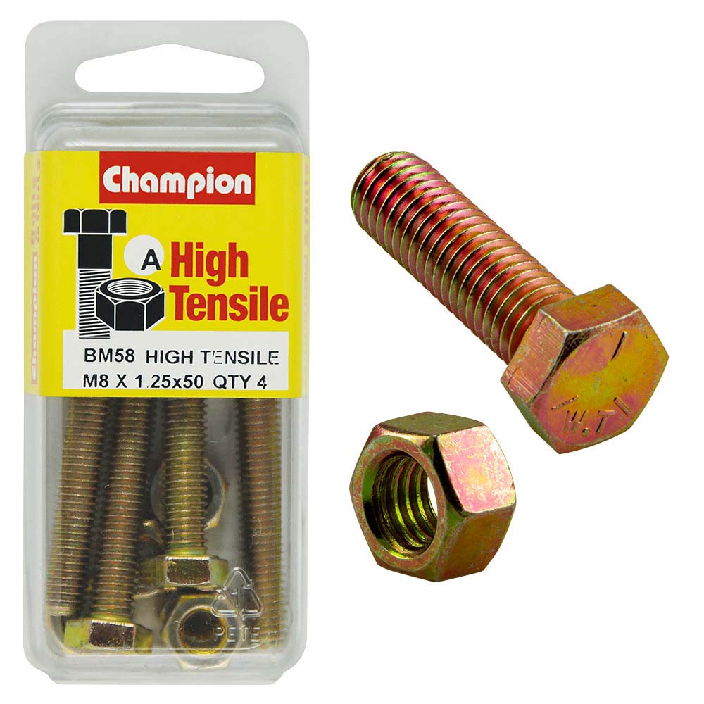 Champion M8 X 50 Set Screw & Nut A - Gr8.8