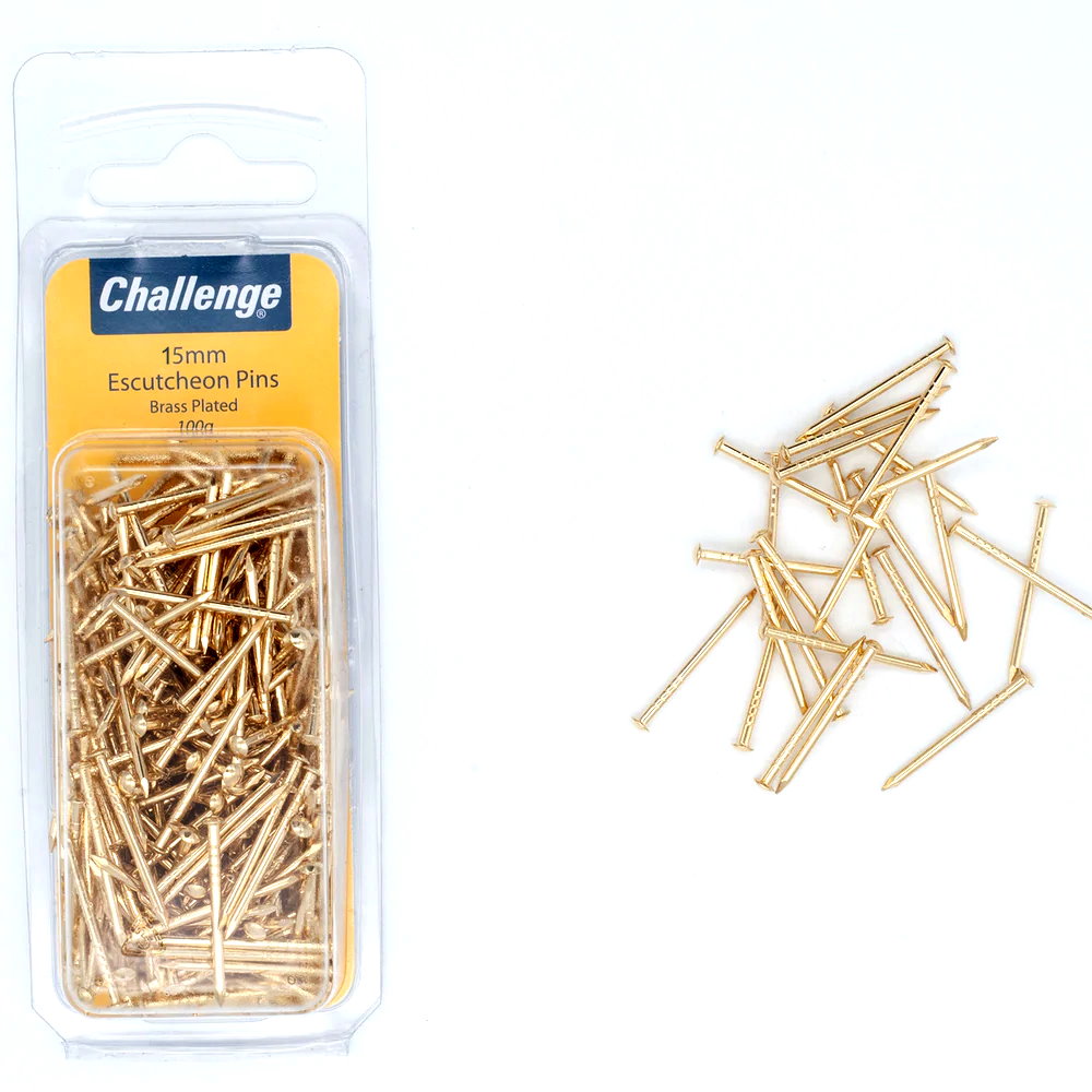 Challenge Escutcheon Pins -100gm Blister Pack 15mm