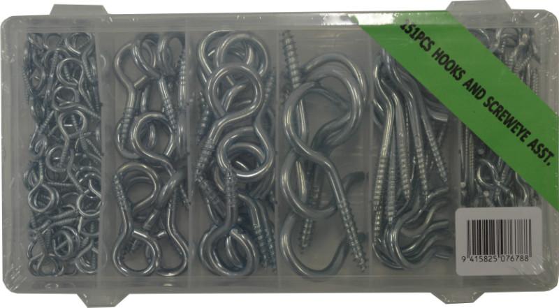 Xcel Screw Eye & Screw Hook Assortment in Plastic Case 151-pce