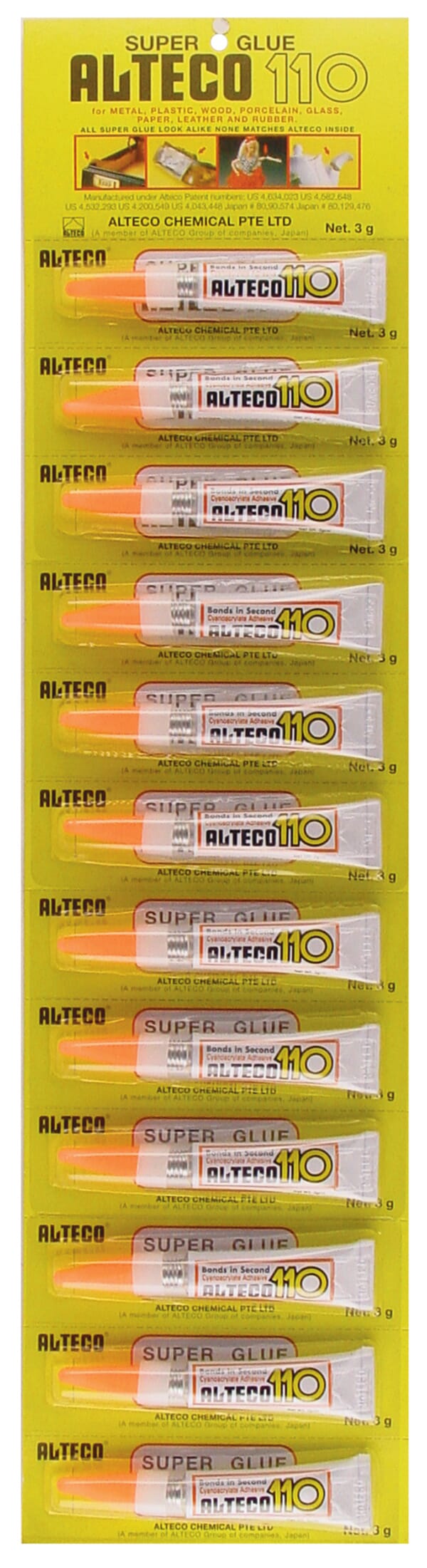 Alteco Super Glue 3g Blister Pack 12 per Card