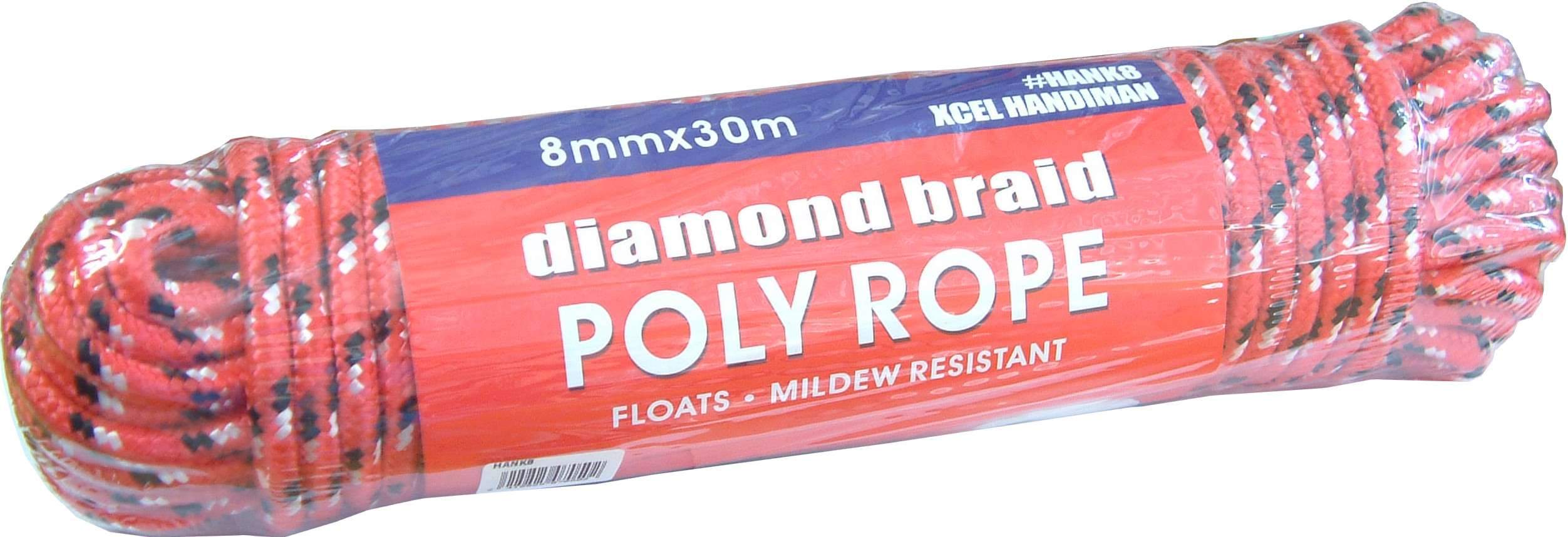 Xcel Rope - Diamond Braid Polypropylene 30m Hank 8mm