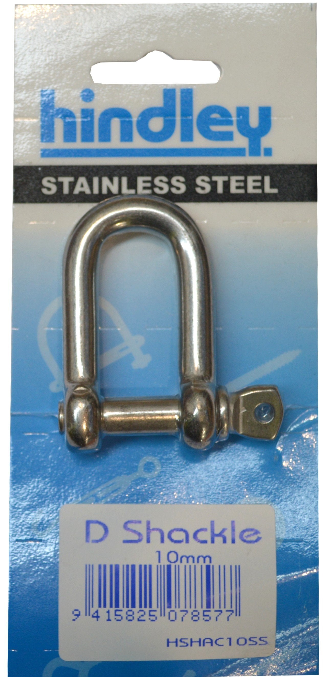 Hindley D Shackle Standard Stainless Steel 10mm Carded