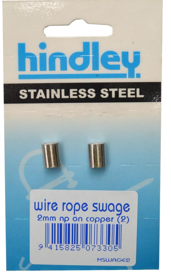 Hindley Wire Rope Swages NP on Copper 2-pce 2mm Carded