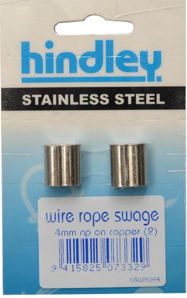 Hindley Wire Rope Swages NP on Copper 2-pce 4mm Carded