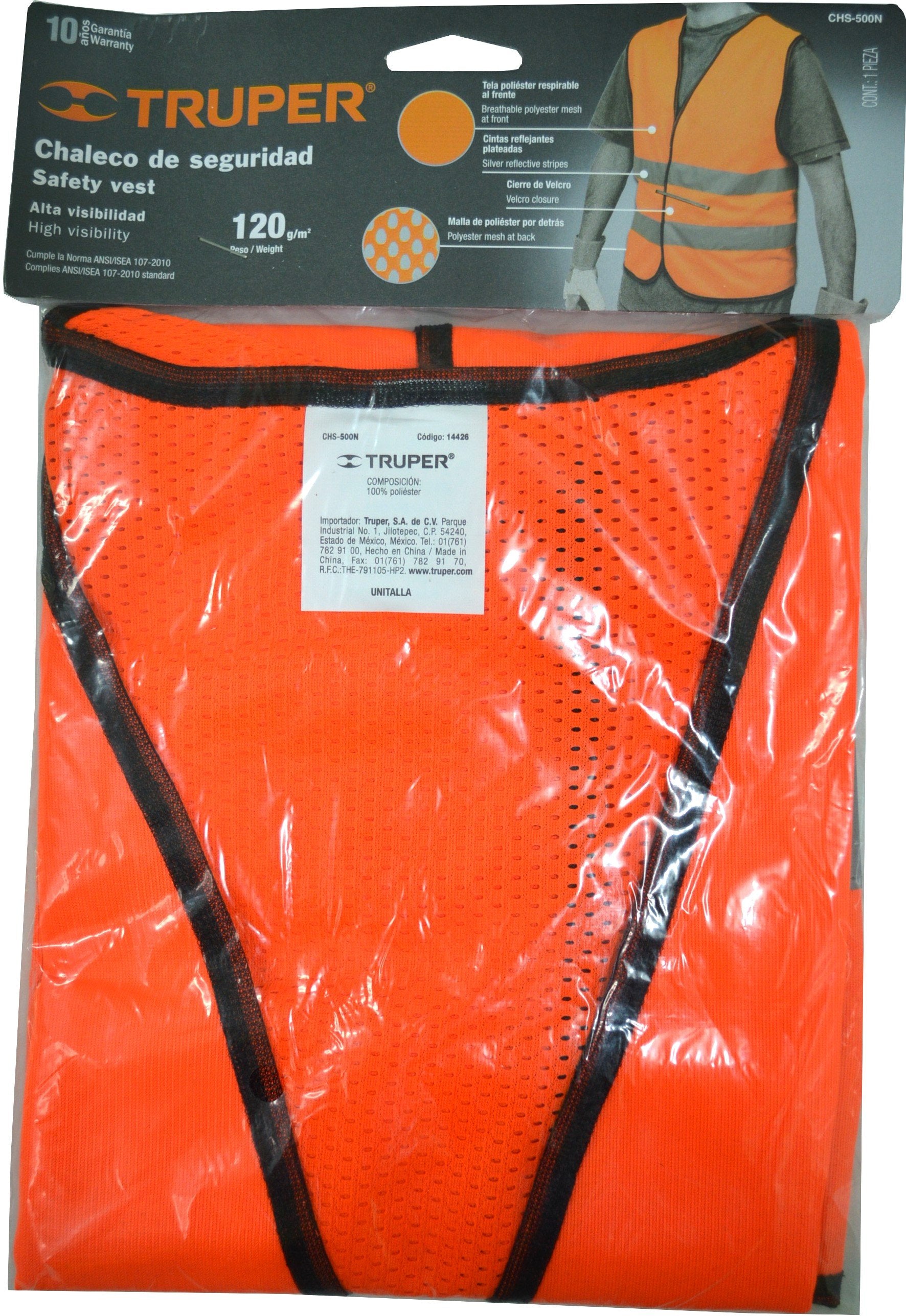 Truper Hi-Vis Vest - Day/Night Orange