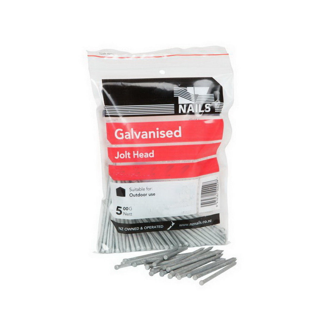 NZ Nails Jolt Head Nails - Galvanised 500gm Pack 75mm x 3.15mm