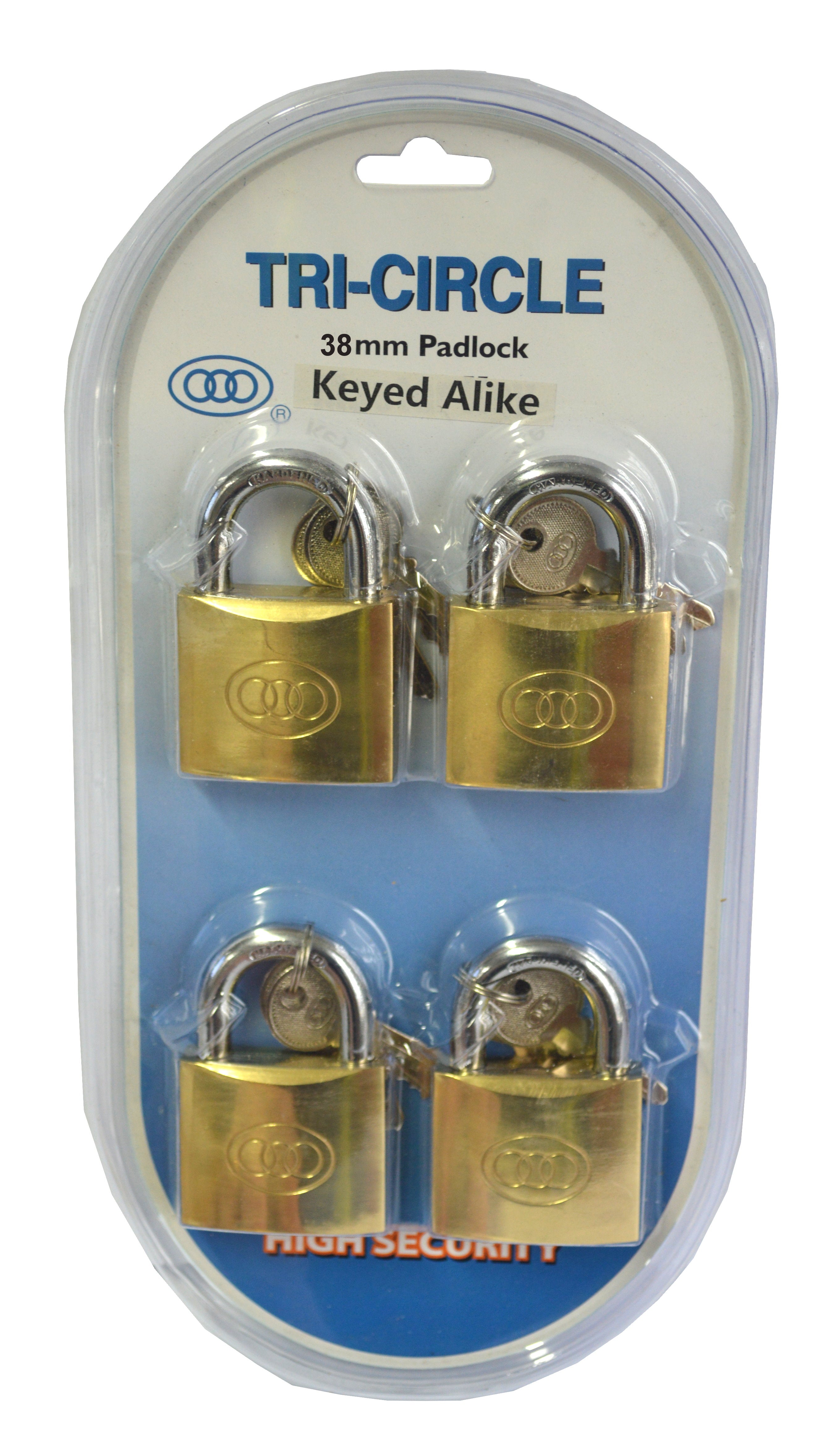 Tri-Circle Padlocks Keyed Alike-set of 4 38mm Tri Circle