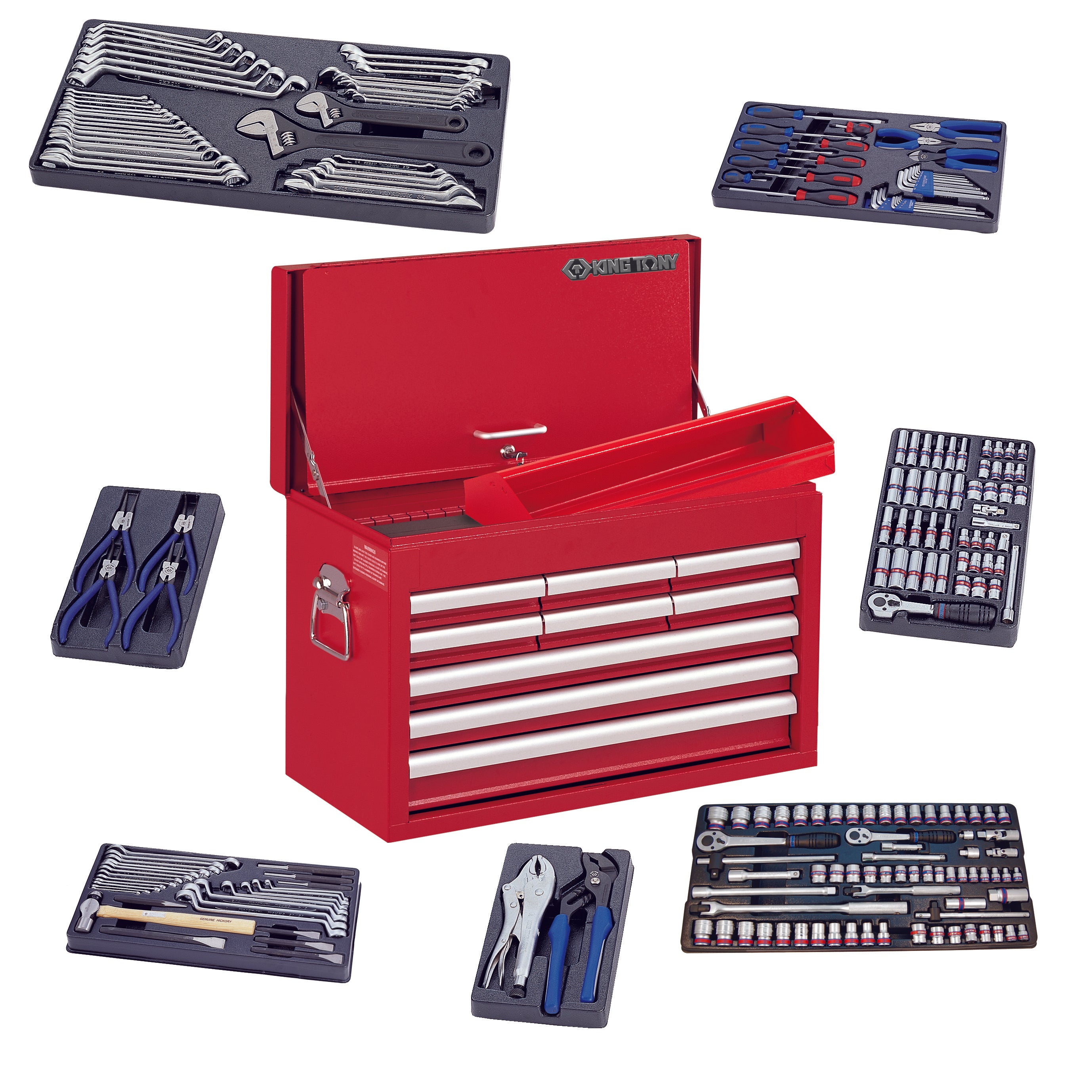 King Tony 219Pc Tool Set 9 Draw Red