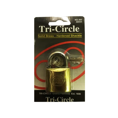 Tri-Circle 263 Brass Padlock 32mm 1 per Card