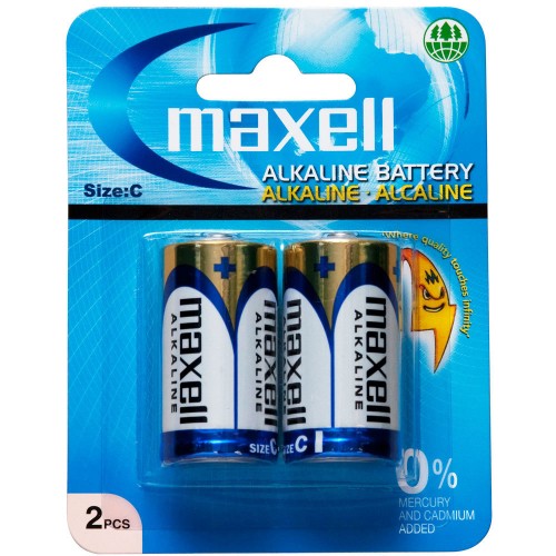 Maxell Alkaline Battery C Size 2 Pack Blister