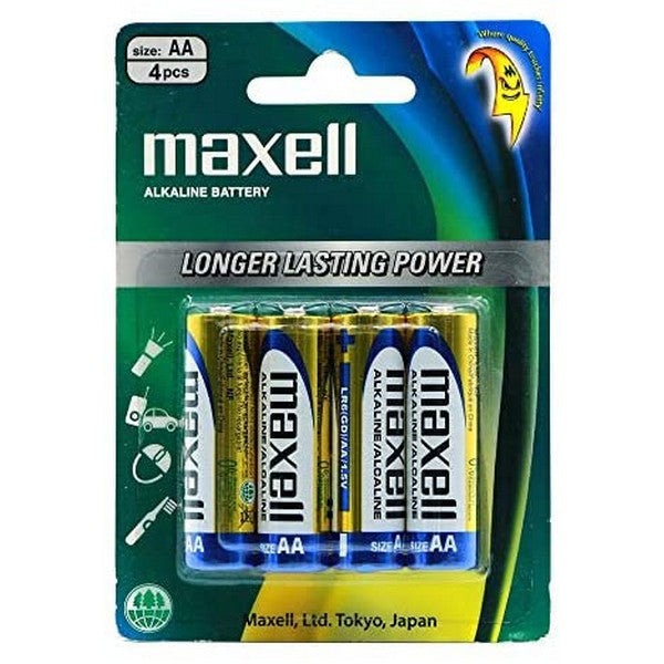 Maxell Alkaline Battery Aa 4 Pack Blister