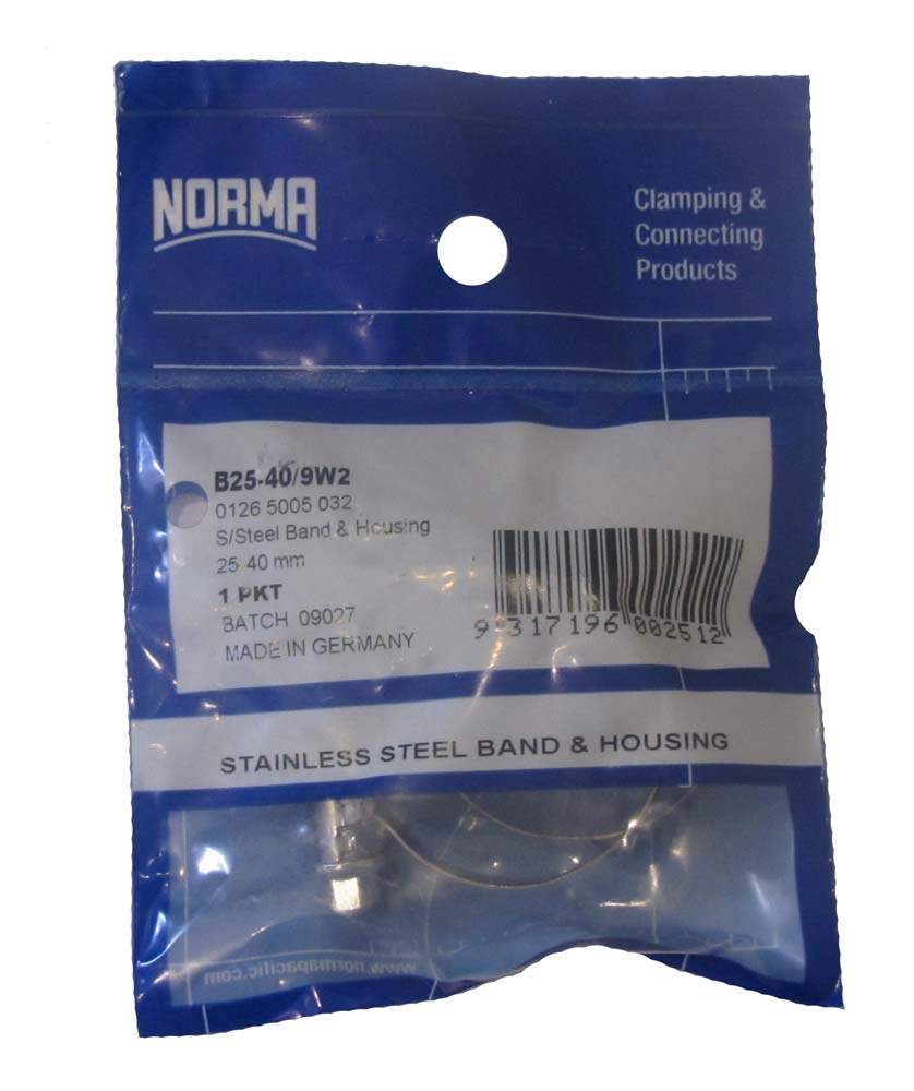 Norma Worm Drive Hose Clamp 9mm Band 16-25mm W2 2 Clamps Per Card