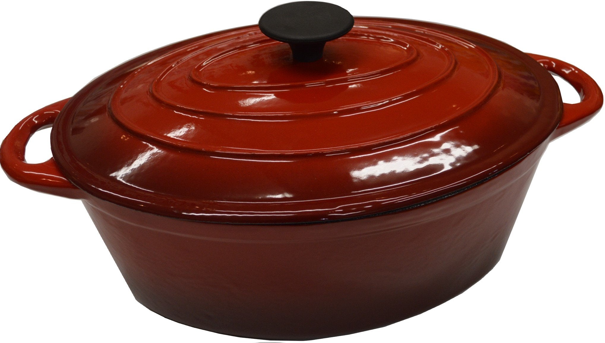 Xcel Cast Iron Casserole Enamel Red & White Oval 300mm