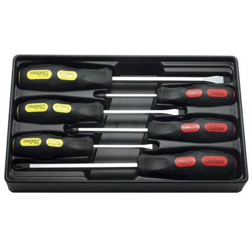 Koken PK166PS Screwdriver Set Drive Through Heavy Duty 6pc #1-3 Ph & 5-8mm Flat in Case