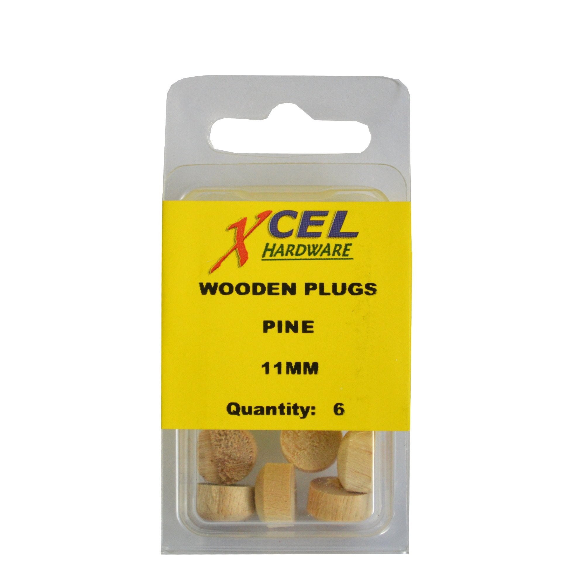 Xcel Wooden Plug Buttons - Pine 6-pce 11mm