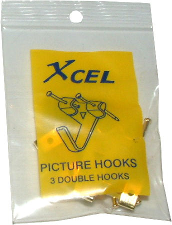 Xcel Picture Hooks - Double 3-Pkt Display box of 36 Packets #320