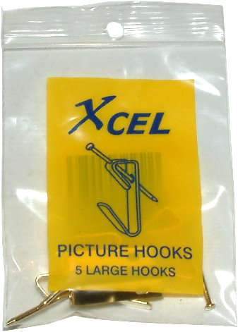 Xcel Picture Hooks - Single Large 5-Pkt Display box of 36 Packets #520