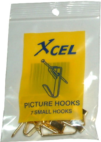 Xcel Picture Hooks - Single Small 7-Pkt Display box of 36 Packets #720