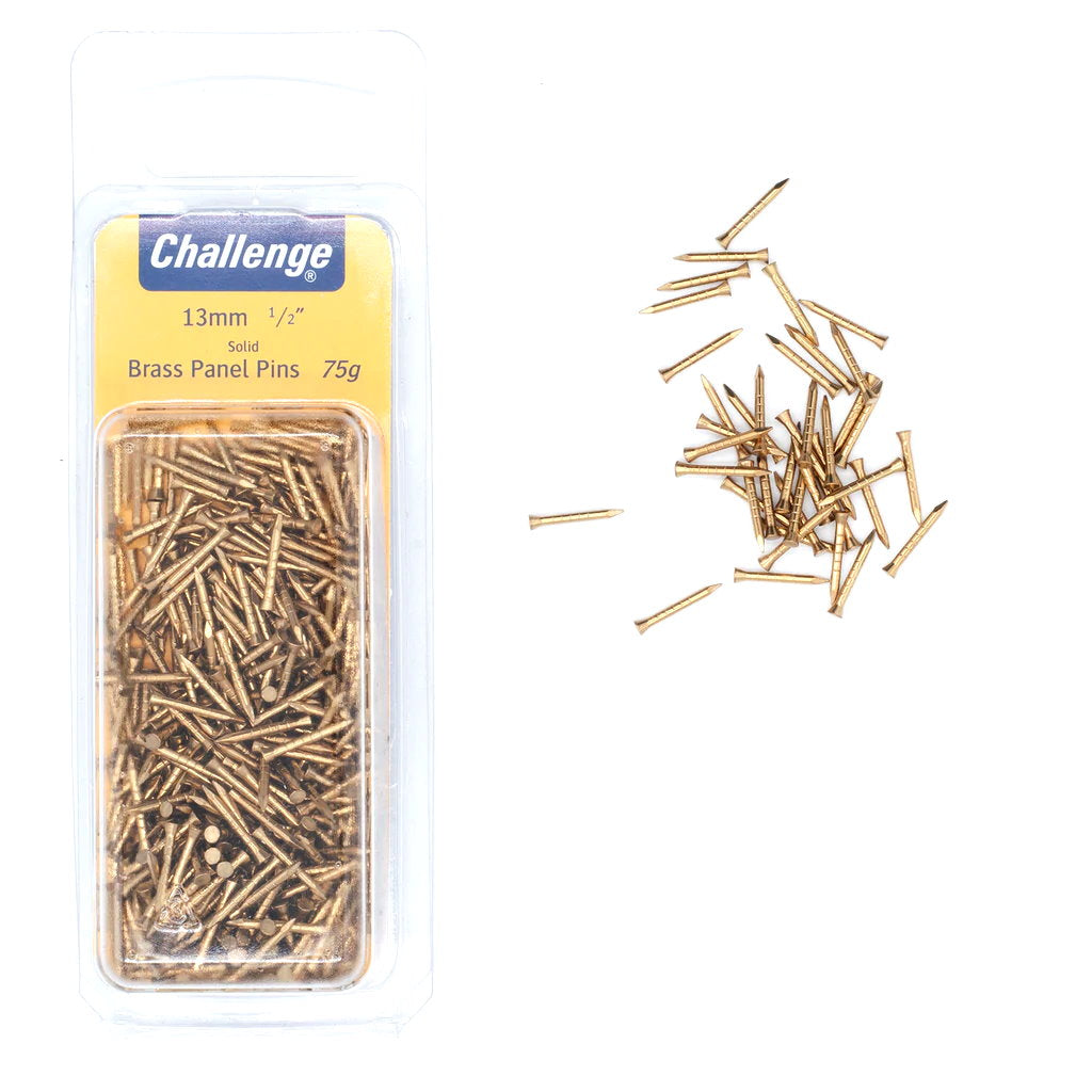 Challenge Panel Pins Brass - 75gm Blister Pack 13mm